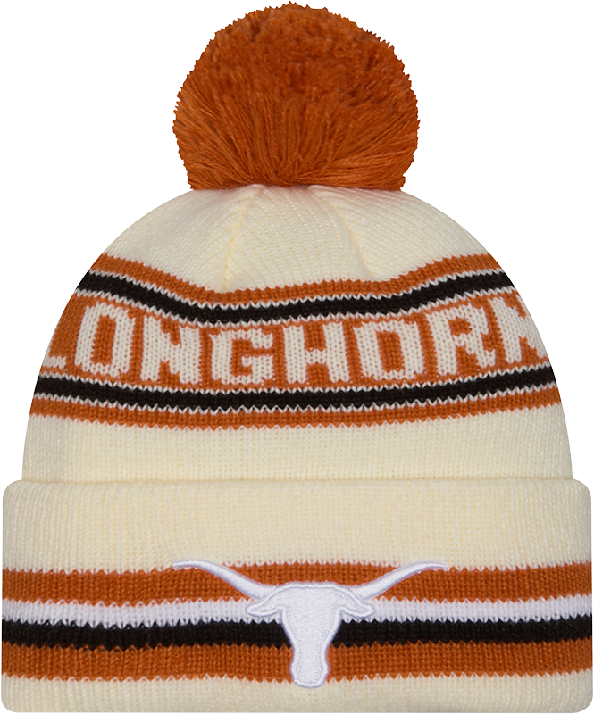 Texas Longhorns New Era Knit Classic Cuffed Knit Hat with Pom -Cream