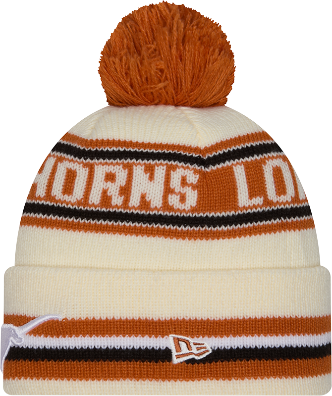 Texas Longhorns New Era Knit Classic Cuffed Knit Hat with Pom -Cream
