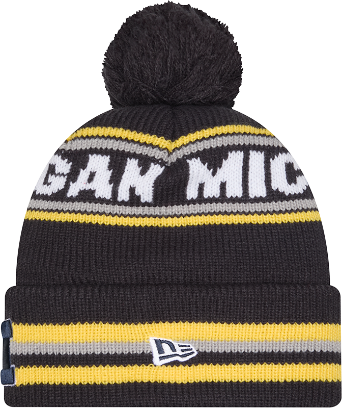 Michigan Wolverines New Era Knit Classic Cuffed Knit Hat with Pom -Navy