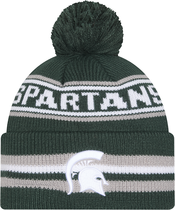 Michigan State Spartans New Era Knit Classic Cuffed Knit Hat with Pom -Green