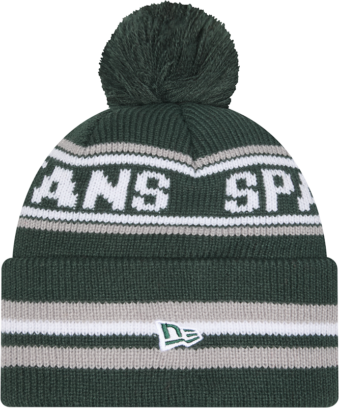 Michigan State Spartans New Era Knit Classic Cuffed Knit Hat with Pom -Green