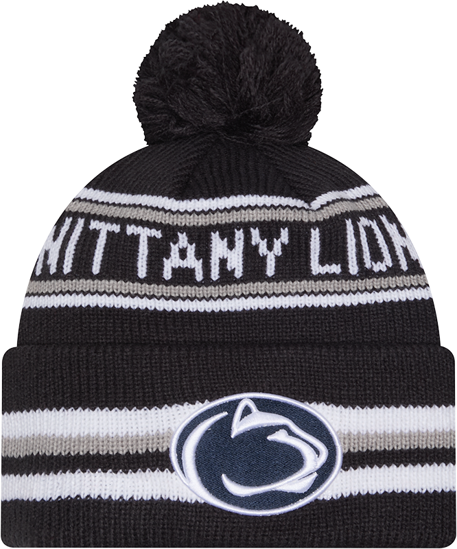 Penn State Nittany Lions New Era Knit Classic Cuffed Knit Hat with Pom -Navy