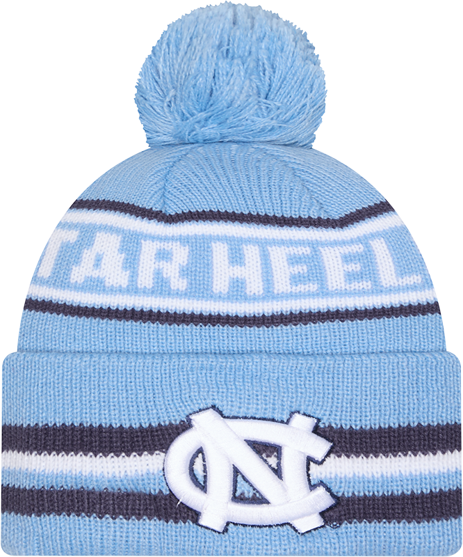 North Carolina Tar Heels New Era Classic Cuffed Knit Hat with Pom -Carolina Blue