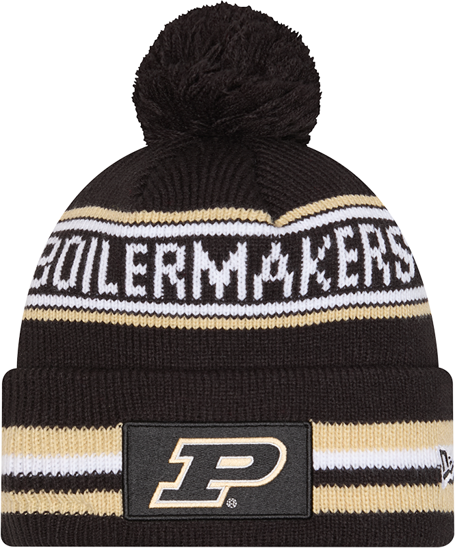 Purdue Boilermakers New Era Knit Classic Cuffed Knit Hat with Pom -Black