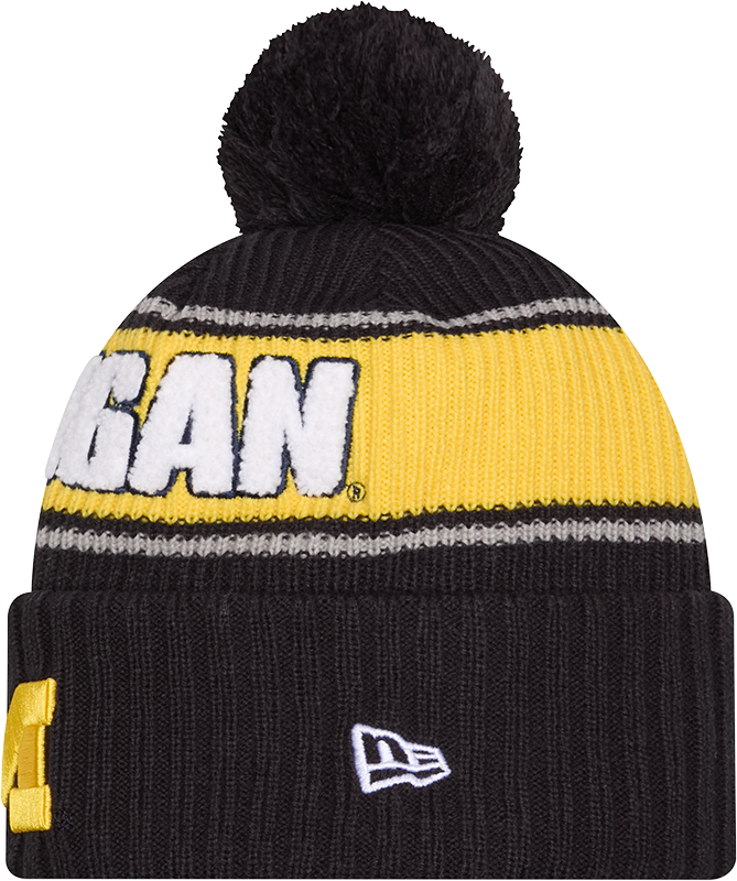 Michigan Wolverines New Era Bold Knit Cuffed Knit Hat with Pom - Navy