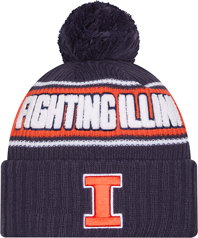 Illinois Fighting Illini New Era Bold Knit Cuffed Knit Hat with Pom - Navy