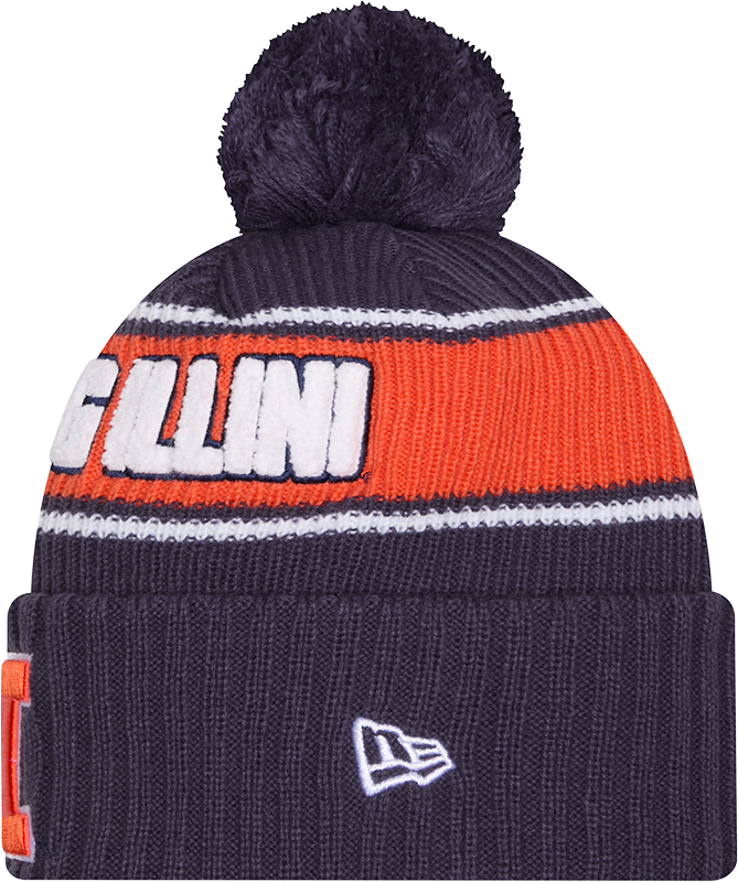 Illinois Fighting Illini New Era Bold Knit Cuffed Knit Hat with Pom - Navy