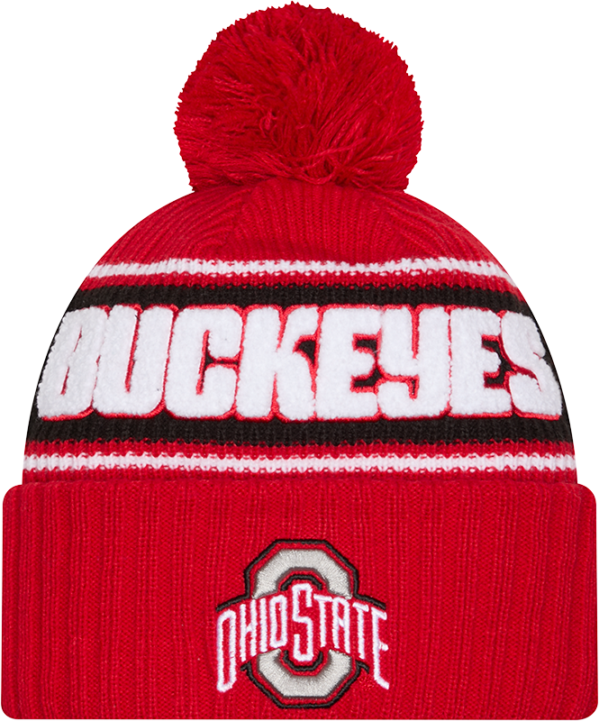 Ohio State Buckeyes New Era Bold Knit Cuffed Knit Hat with Pom -Red