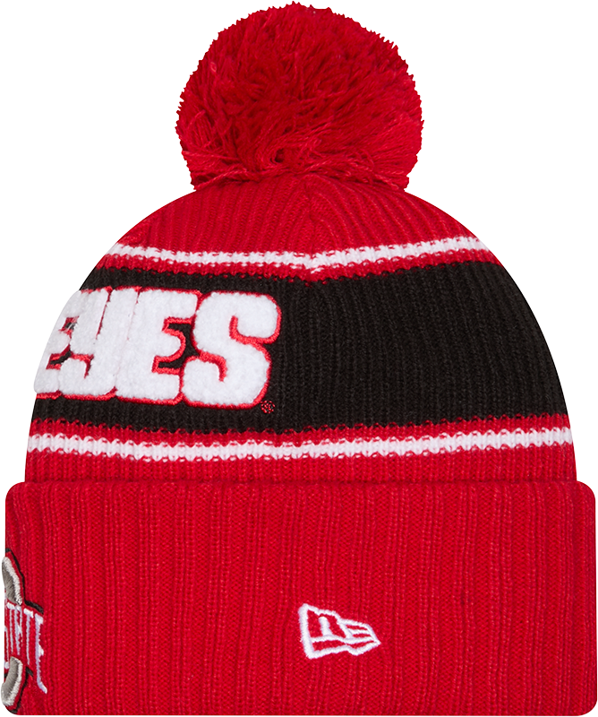 Ohio State Buckeyes New Era Bold Knit Cuffed Knit Hat with Pom -Red