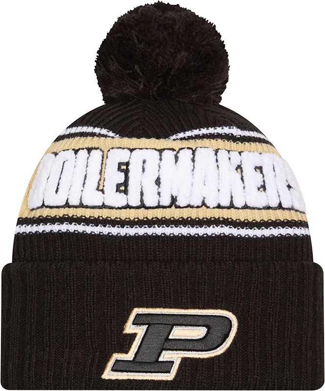 Purdue Boilermakers New Era Bold Knit Cuffed Knit Hat with Pom -Black