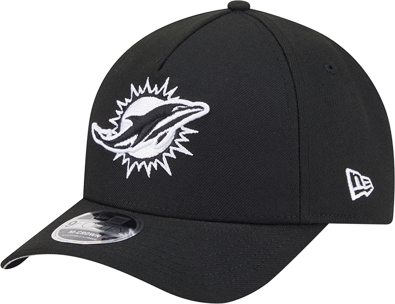 Miami Dolphins New Era Black & White Primary 9FORTY A-Frame M-Crown Adjustable Hat