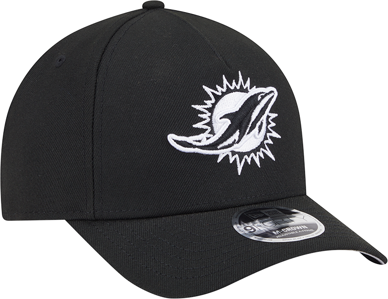 Miami Dolphins New Era Black & White Primary 9FORTY A-Frame M-Crown Adjustable Hat