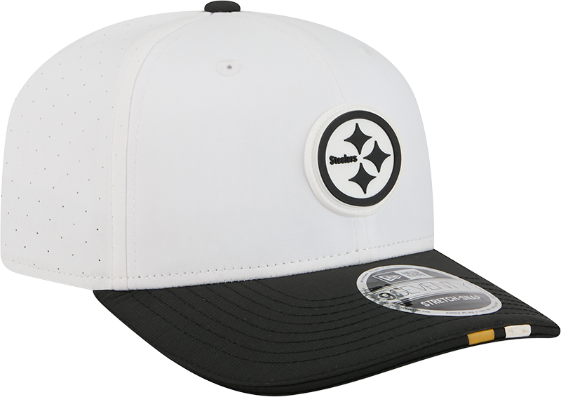 Men's Pittsburgh Steelers New Era White/Black 2025 NFL Training Camp 9SEVENTY Adjustable Hat