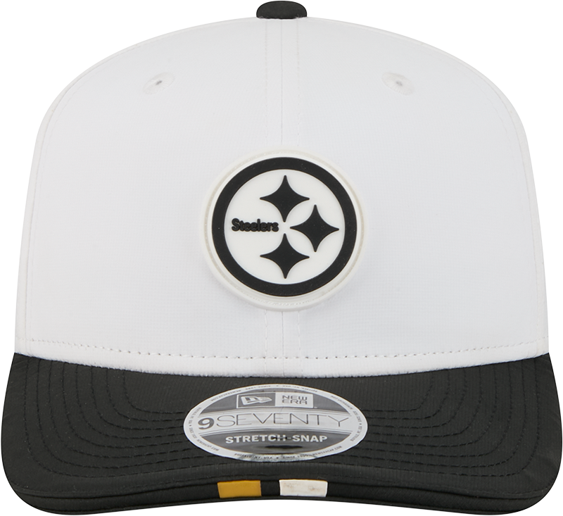 Men's Pittsburgh Steelers New Era White/Black 2025 NFL Training Camp 9SEVENTY Adjustable Hat