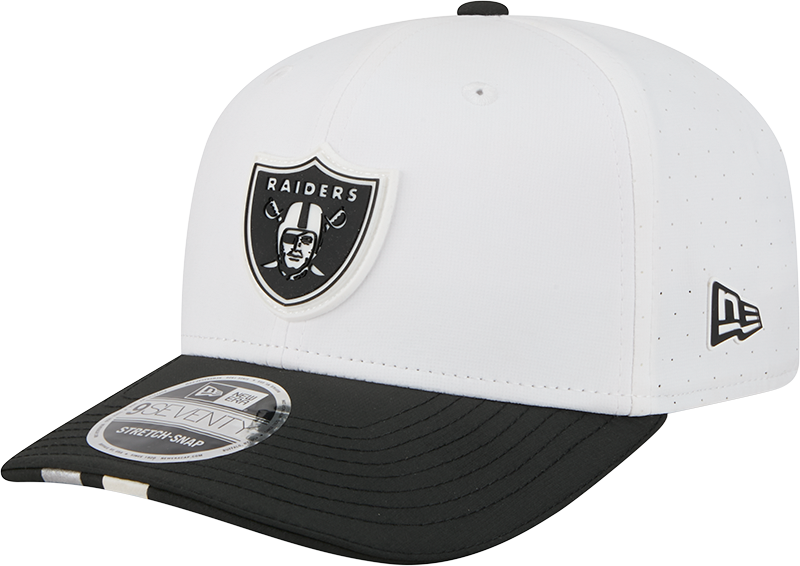 Men's Las Vegas Raiders New Era White/Black 2025 NFL Training Camp 9SEVENTY Adjustable Hat