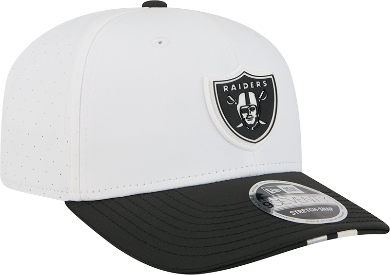 Men's Las Vegas Raiders New Era White/Black 2025 NFL Training Camp 9SEVENTY Adjustable Hat