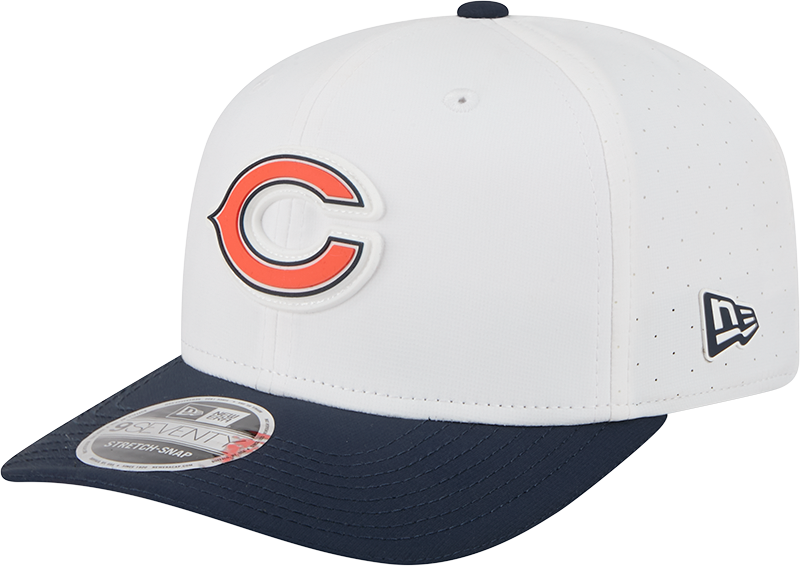 Men's Chicago Bears New Era White/Navy Secondary Logo 2025 NFL Training Camp 9SEVENTY Adjustable Hat