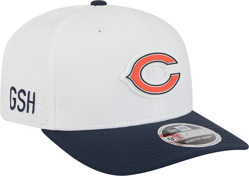 Men's Chicago Bears New Era White/Navy Secondary Logo 2025 NFL Training Camp 9SEVENTY Adjustable Hat