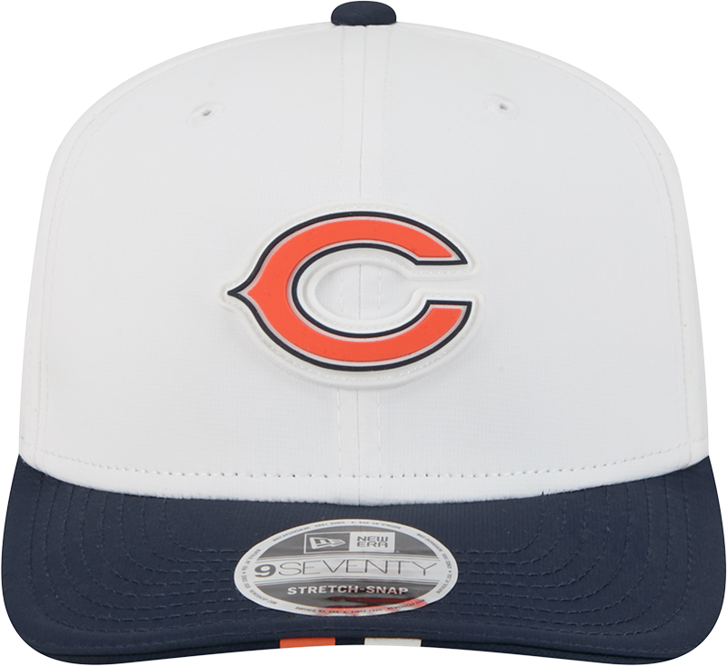 Men's Chicago Bears New Era White/Navy Secondary Logo 2025 NFL Training Camp 9SEVENTY Adjustable Hat