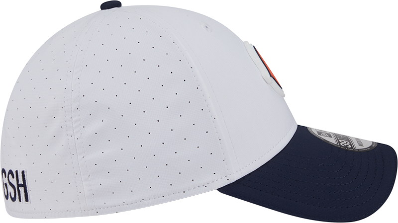 Men's Chicago Bears New Era Secondary Logo White/Navy 2025 NFL Training Camp 39THIRTY Flex Hat