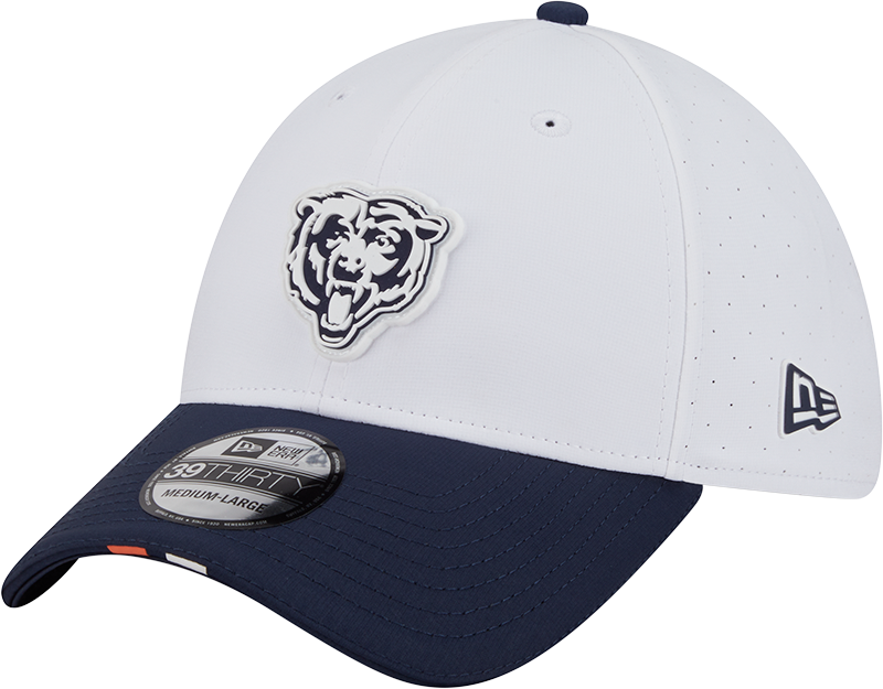 Men's Chicago Bears New Era White/Navy 2025 NFL Training Camp 39THIRTY Flex Hat