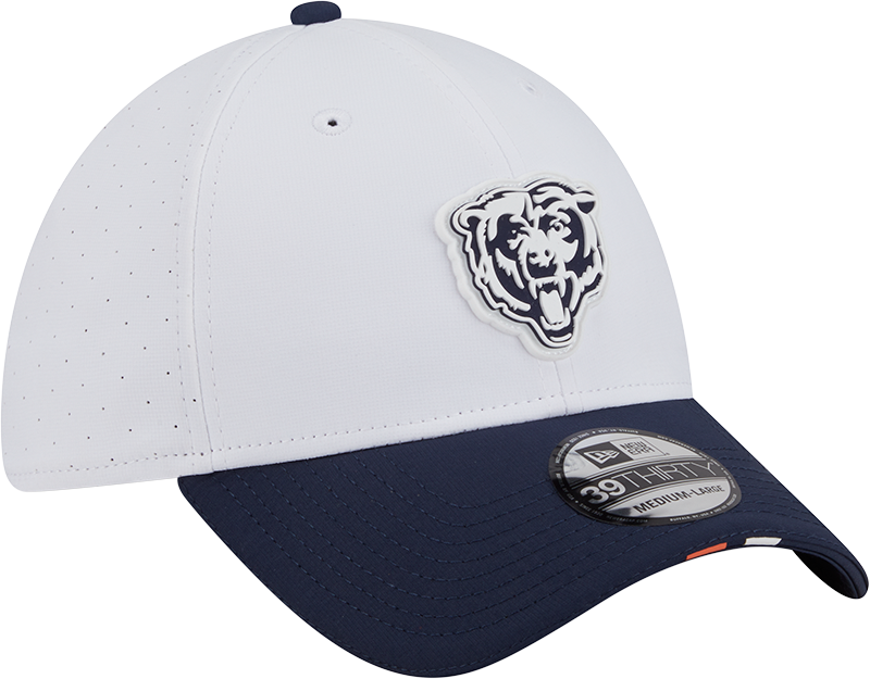 Men's Chicago Bears New Era White/Navy 2025 NFL Training Camp 39THIRTY Flex Hat