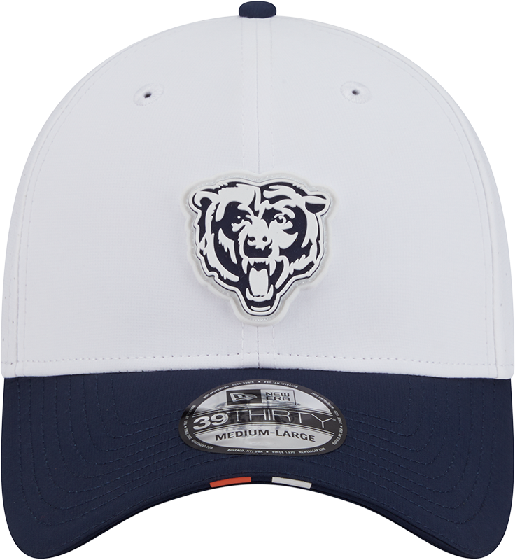 Men's Chicago Bears New Era White/Navy 2025 NFL Training Camp 39THIRTY Flex Hat