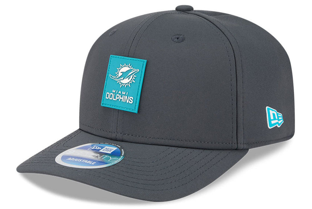 Men's Miami Dolphins New Era Graphite 2025 Sideline 9SEVENTY Cold Adjustable Hat