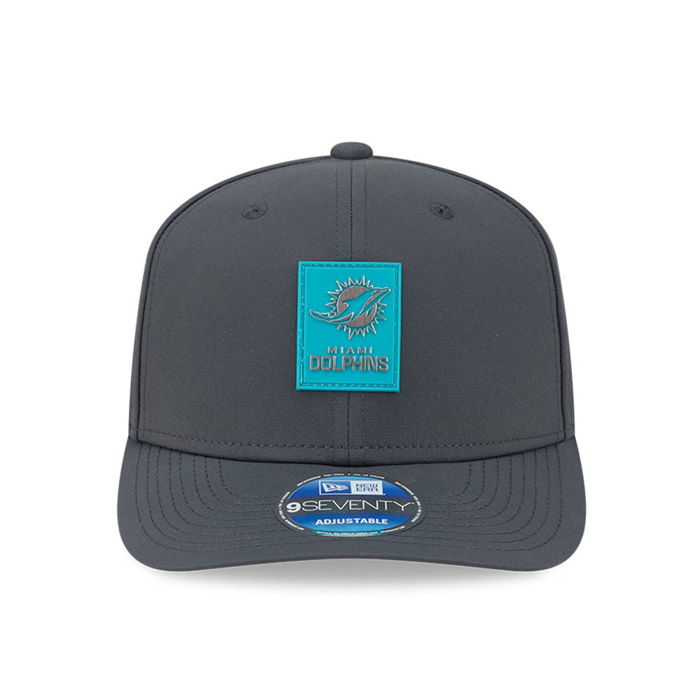 Men's Miami Dolphins New Era Graphite 2025 Sideline 9SEVENTY Cold Adjustable Hat