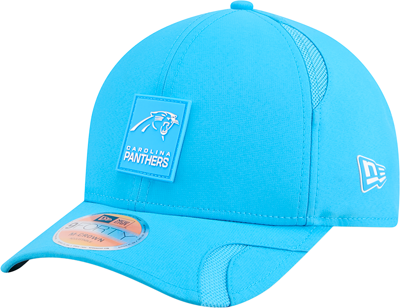 Men's Carolina Panthers New Era Teal 2025 NFL Sideline Heat 9FORTY M-Crown Adjustable Hat