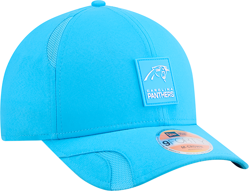 Men's Carolina Panthers New Era Teal 2025 NFL Sideline Heat 9FORTY M-Crown Adjustable Hat