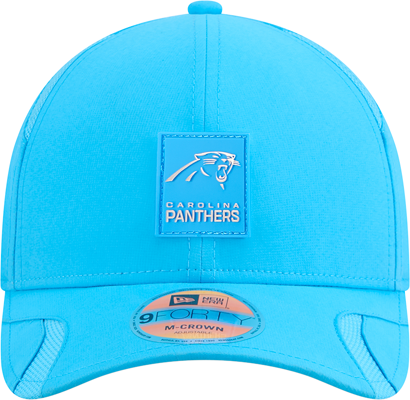 Men's Carolina Panthers New Era Teal 2025 NFL Sideline Heat 9FORTY M-Crown Adjustable Hat