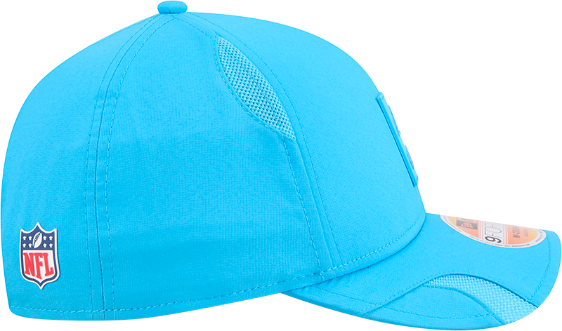 Men's Carolina Panthers New Era Teal 2025 NFL Sideline Heat 9FORTY M-Crown Adjustable Hat