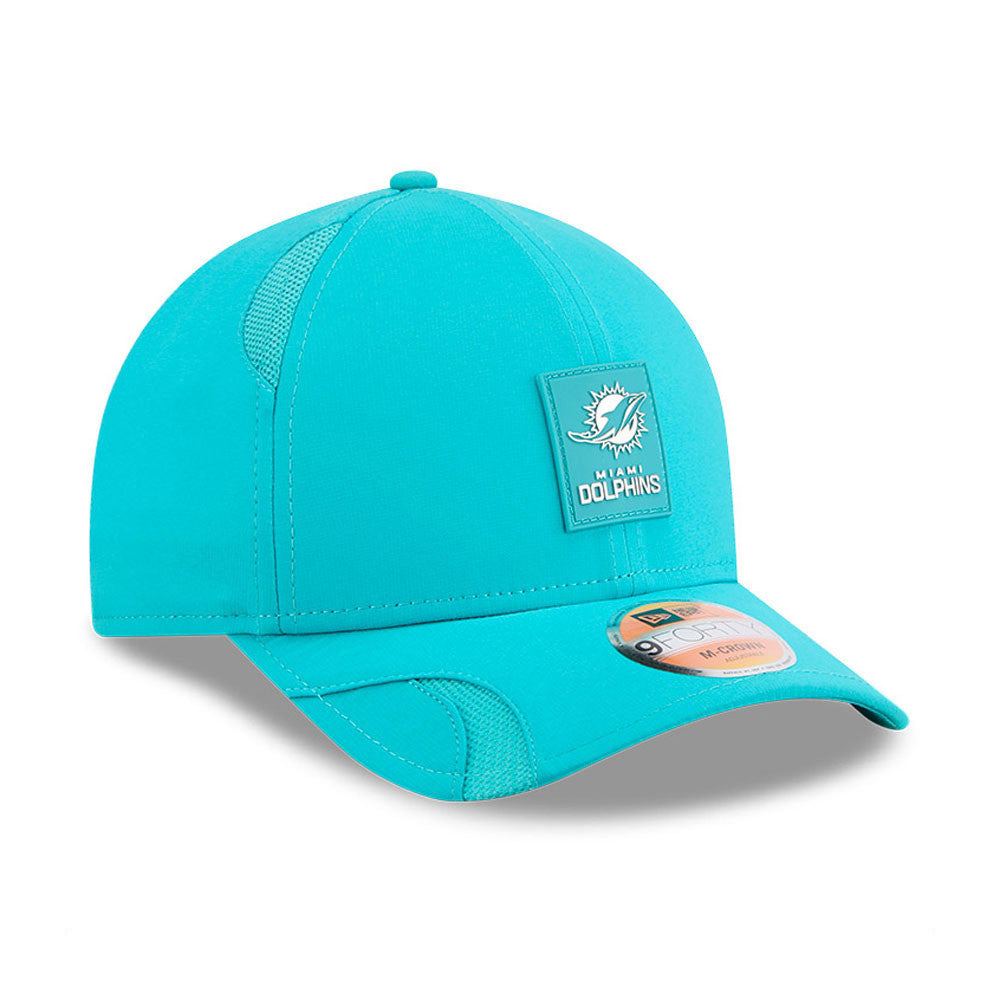 Men's Miami Dolphins New Era Aqua 2025 NFL Primary Logo Sideline Heat 9FORTY M-Crown Adjustable Hat