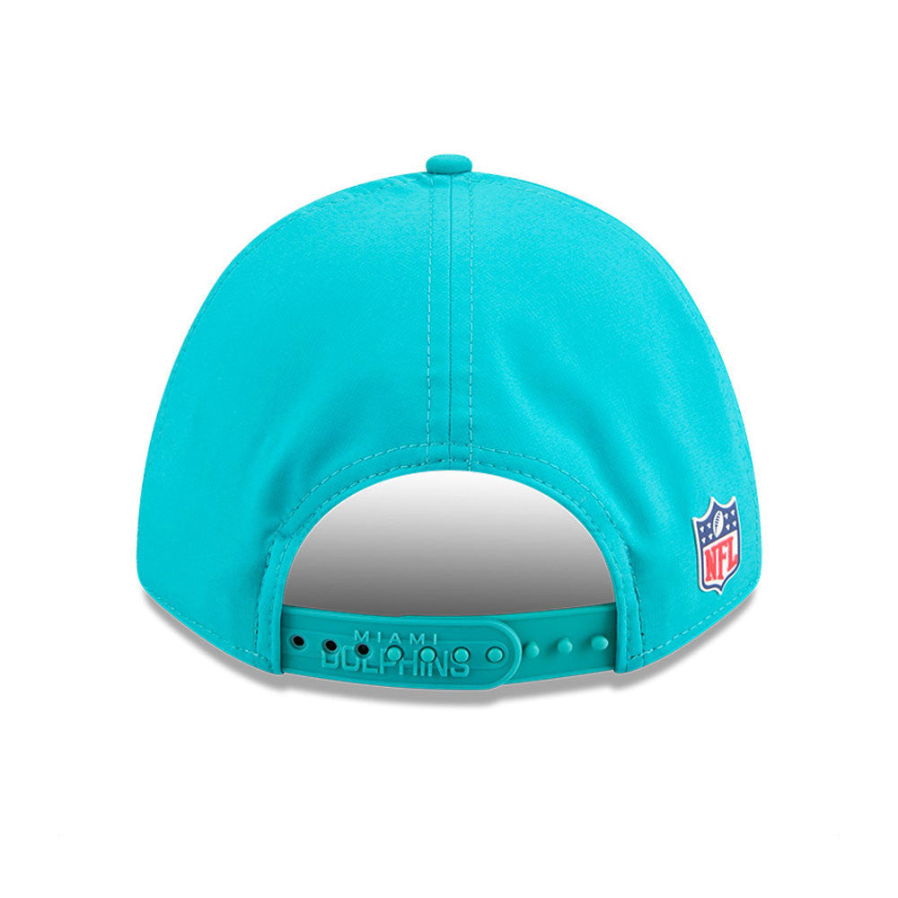 Men's Miami Dolphins New Era Aqua 2025 NFL Primary Logo Sideline Heat 9FORTY M-Crown Adjustable Hat