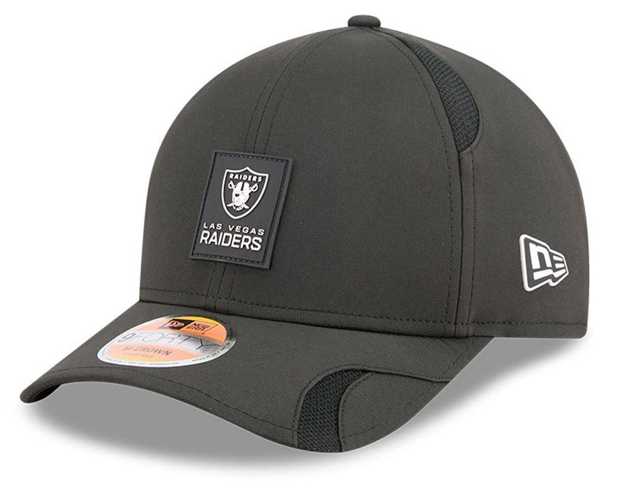 Men's Las Vegas Raiders New Era Black 2025 NFL Primary Logo Sideline Heat 9FORTY M-Crown Adjustable Hat