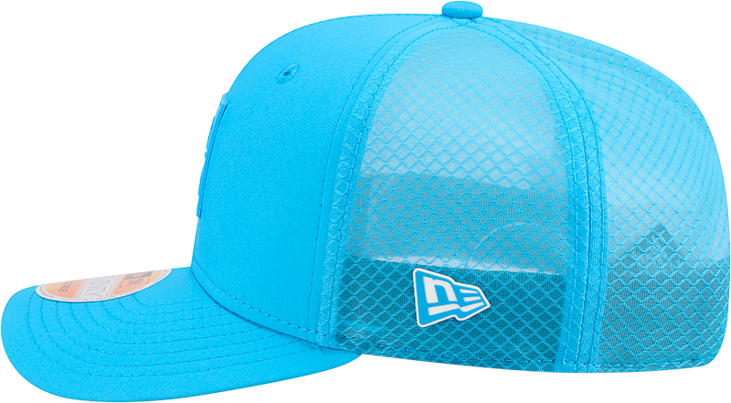 Men's Carolina Panthers New Era Teal 2025 Sideline 9SEVENTY Trucker Adjustable Hat