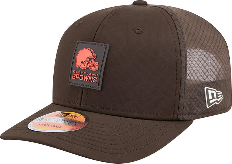 Men's Cleveland Browns New Era Brown 2025 Sideline 9SEVENTY Trucker Adjustable Hat