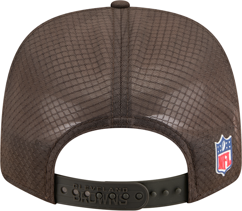 Men's Cleveland Browns New Era Brown 2025 Sideline 9SEVENTY Trucker Adjustable Hat