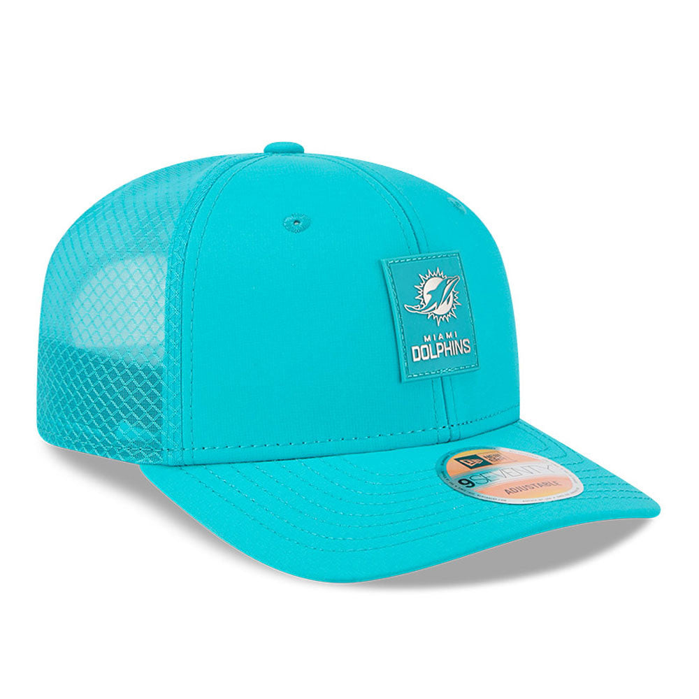 Men's Miami Dolphins New Era Aqua 2025 NFL Sideline Heat 9SEVENTY Adjustable Hat