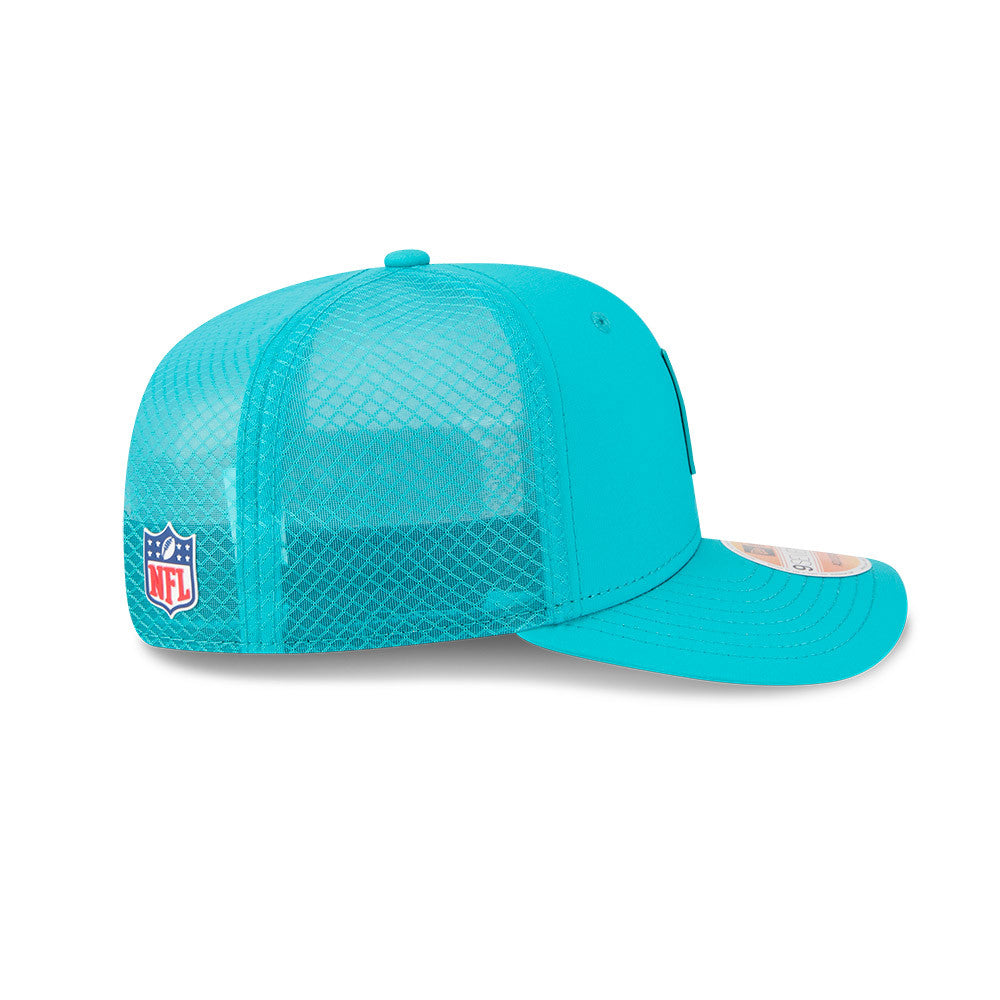 Men's Miami Dolphins New Era Aqua 2025 NFL Sideline Heat 9SEVENTY Adjustable Hat