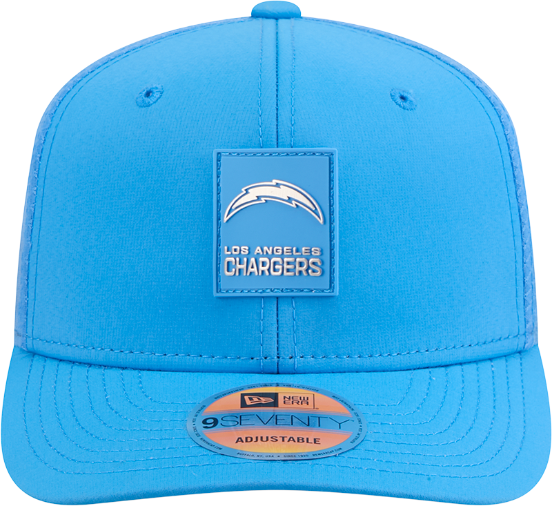 Men's Los Angeles Chargers New Era Blue 2025 Sideline 9SEVENTY Trucker Adjustable Hat