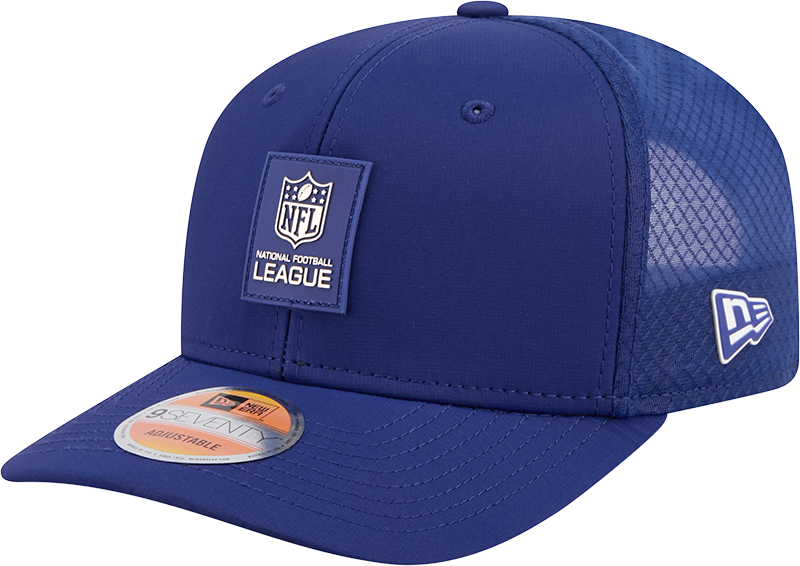 Men's NFL Logo New Era Royal 2025 Sideline 9SEVENTY Trucker Adjustable Hat