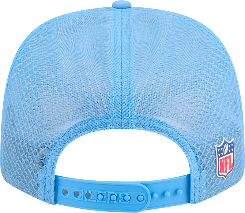 Men's Houston Oilers New Era Blue 2025 Sideline 9SEVENTY Trucker Adjustable Hat