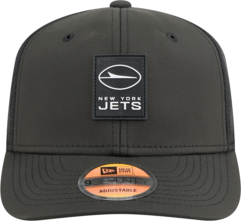 Men's New York Jets New Era Black 2025 Sideline 9SEVENTY Trucker Adjustable Hat