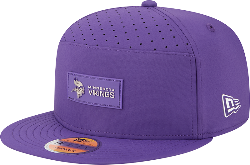 Men's Minnesota Vikings New Era Purple 2025 Sideline Split Panel 9FIFTY Snapback Hat