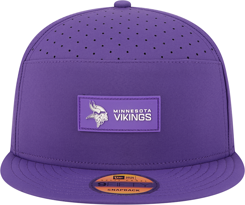 Men's Minnesota Vikings New Era Purple 2025 Sideline Split Panel 9FIFTY Snapback Hat