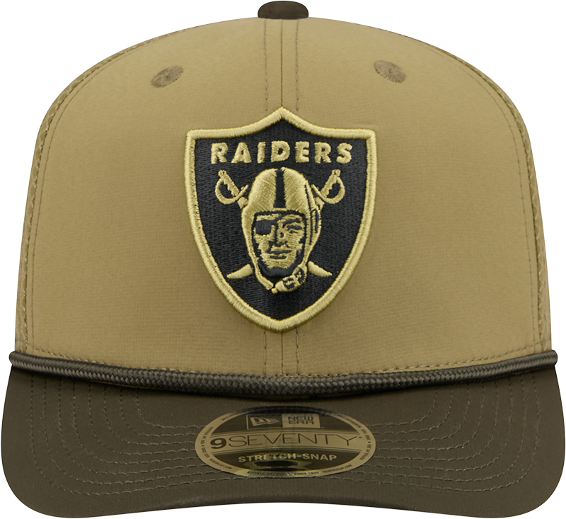 Men's Las Vegas Raiders New Era Green 2025 Salute To Service Sideline 9SEVENTY Trucker Adjustable Hat