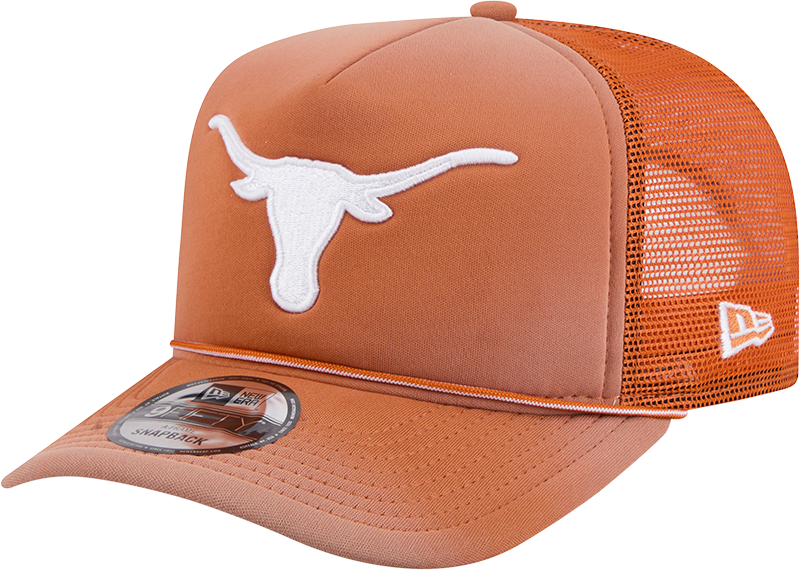 Texas Longhorns New Era Burnt Orange Fade Rope 9FIFTY A-FRAME Trucker Snapback Hat