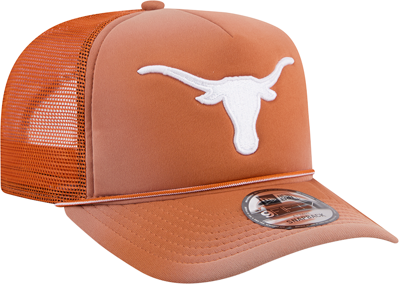 Texas Longhorns New Era Burnt Orange Fade Rope 9FIFTY A-FRAME Trucker Snapback Hat